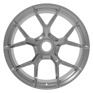 Alloy wheel with intricate spoke pattern.